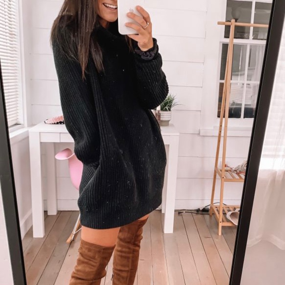 Abercrombie & Fitch Mockneck Black Sweater Dress